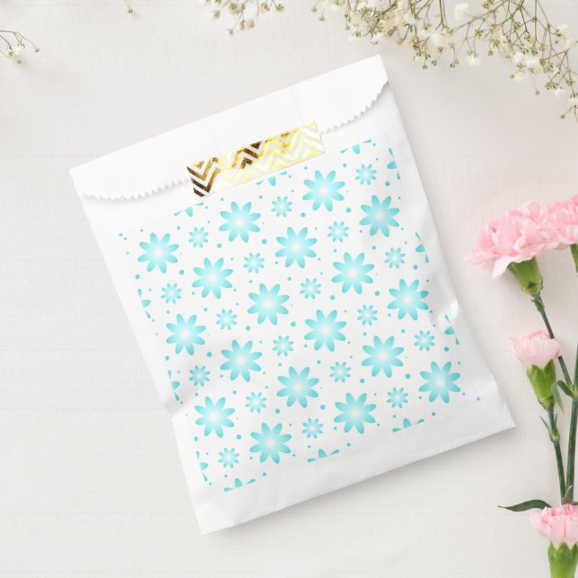 Sacolinha Margarida delicada branca e turquesa, padrão de po (Selado)