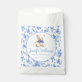 Sacolinha Marinho azul de pelúcia ursinho floral chá de bebê