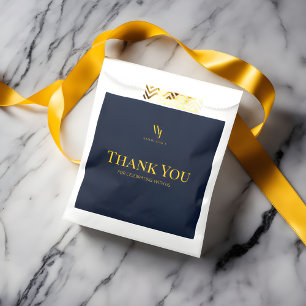 Sacolinha Marinho Azul e Dourado Obrigado Favor Bag - El Sim