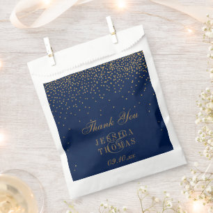 Sacolinha Marinho Blue & Glam Dourado Casamento Confetti