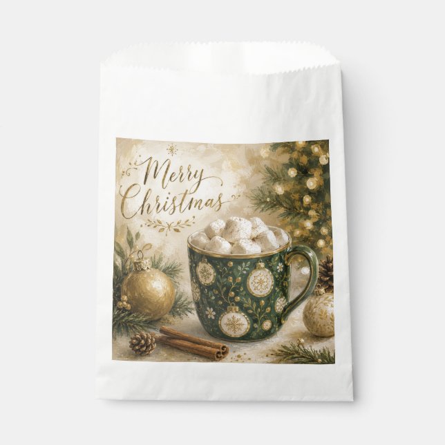 Sacolinha Marshmallows de Cacau Quente Cozy Green Gold (Frente)