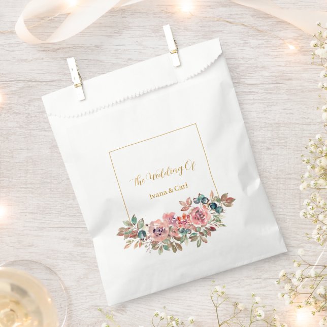 Sacolinha MARY Aquarela Rosa Verde Esmeralda (Cortado)