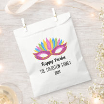 Mascarada da Família Purple Purim Nome Bolsas Favo