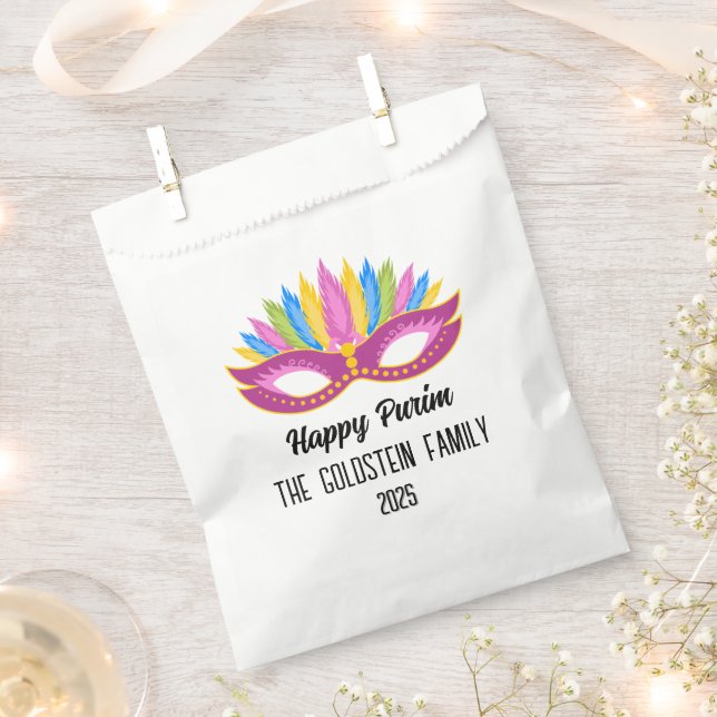 Sacolinha Mascarada da Família Purple Purim Nome Bolsas Favo (Cortado)