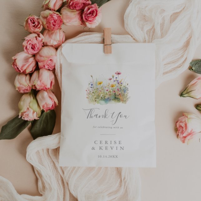 Sacolinha Meadow Colorful Wildflower Obrigado Casamento (Criador carregado)