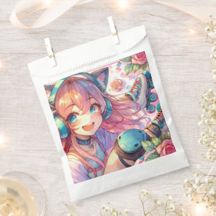 Sacolinha Menina bonito de anime em Festa de aniversário de 