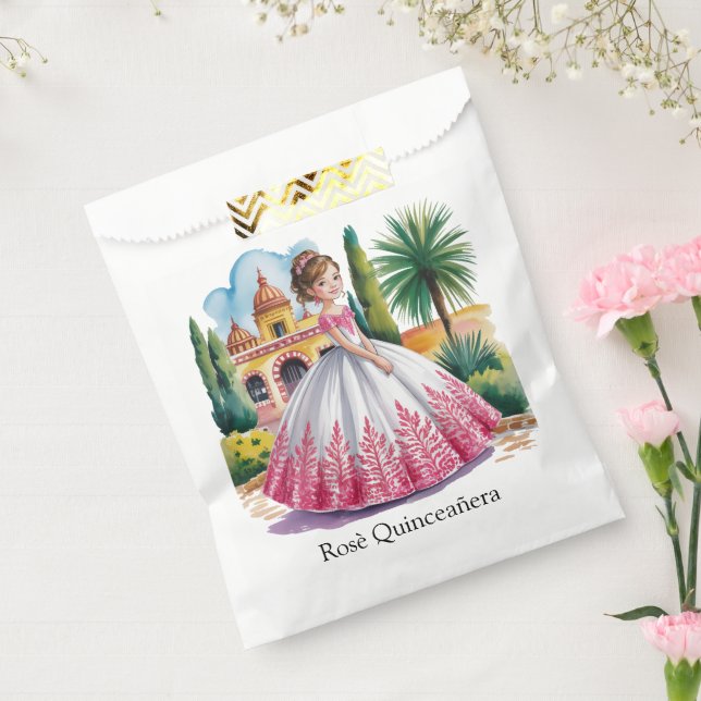 Sacolinha Menina de Quinceañera, rosa e branca (Selado)
