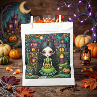 Sacolinha Menina Gótica Fofa Abóbora Vila Halloween