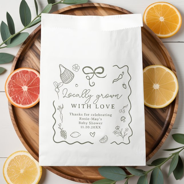 Sacolinha Mercado de agricultores russos Chás de fraldas com (Locally Grown Baby Shower Rustic Farmer’s Market Favor Bag)