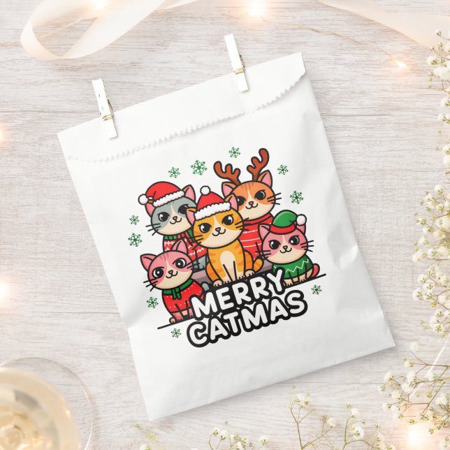 Sacolinha Merry Catmas Funny Christmas (Cortado)
