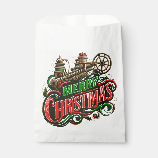 Sacolinha Merry Christmas steampunk (Frente)