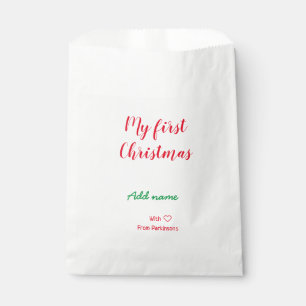 Sacolinha Meu primeiro Natal adiciona o nome da família com