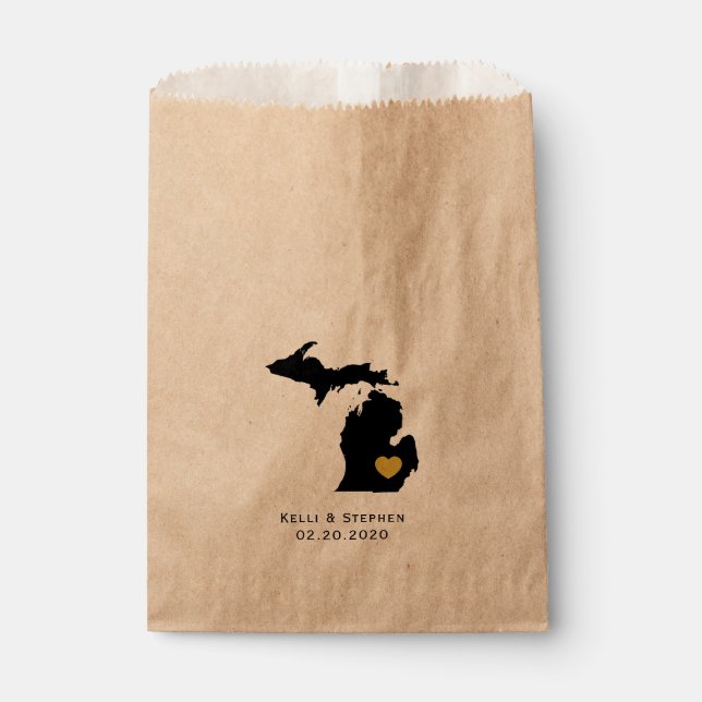 Sacolinha Michigan Wedding Favor Treat Sacks, Sacos-Presente (Frente)