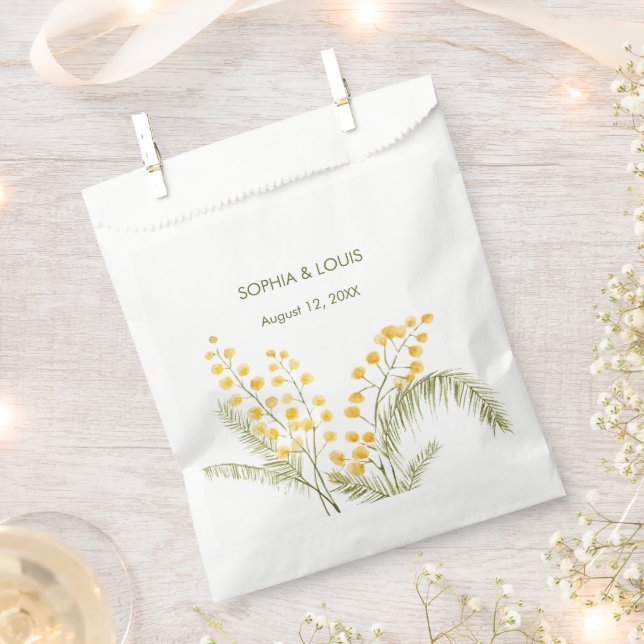 Sacolinha Mimosa floresce casamento romântico (Cortado)