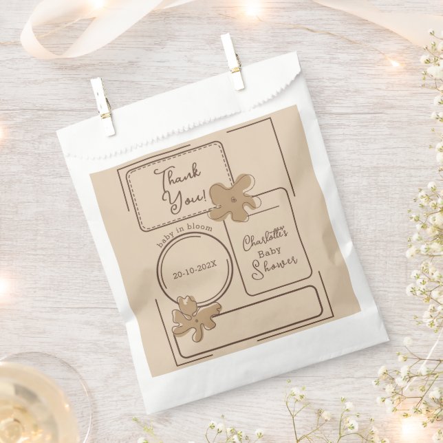 Sacolinha Minimalist Style Flower Notes Baby Shower (Cortado)