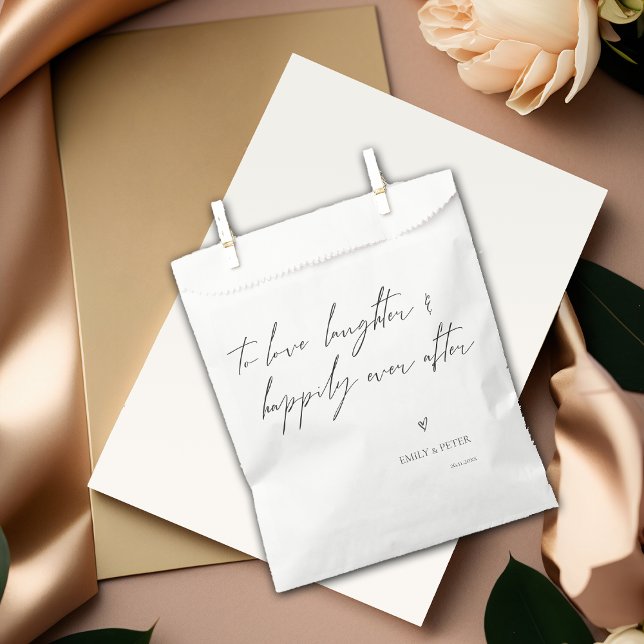 Sacolinha Mínimo de Risos de Amor Feliz Por Toda Festa de ca (Minimal Love Laughter Happily Ever Wedding Party Favor Bag)