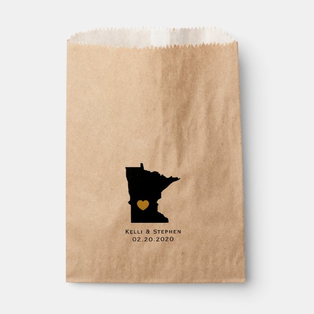 Sacolinha Minnesota Wedding Favor Treat Sacks, Sacos-Present (Frente)