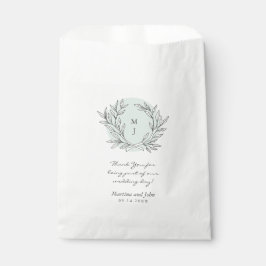 Sacolinha Mint Rustic Monograma Wreath Weding Favor Bag