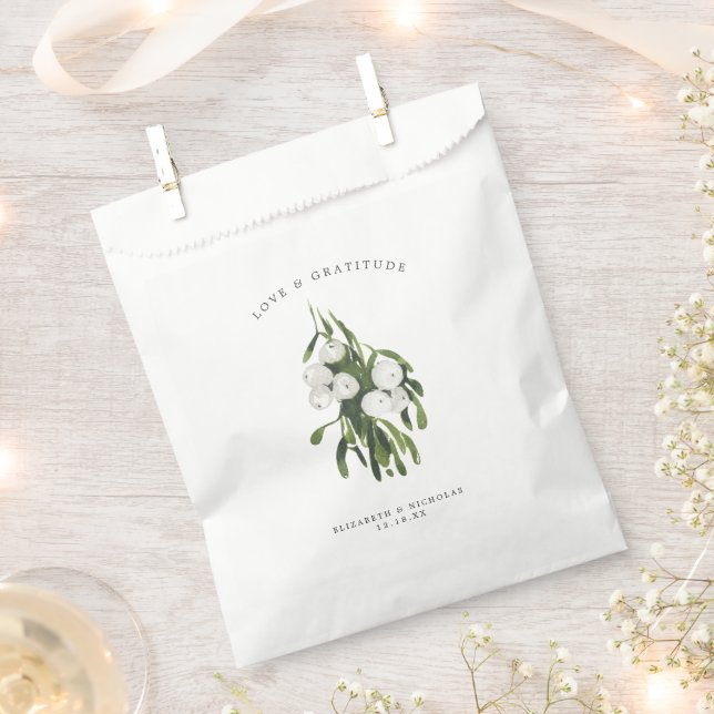 Sacolinha Mistletoe Winter Greenery Wedding Favor Bolsas (Cortado)