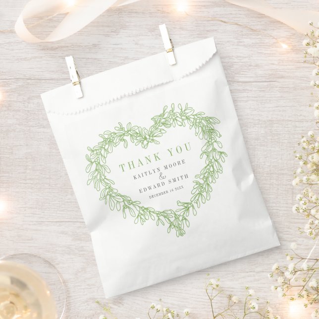 Sacolinha Mistletoline art cinza verde obrigado de casamento (Cortado)