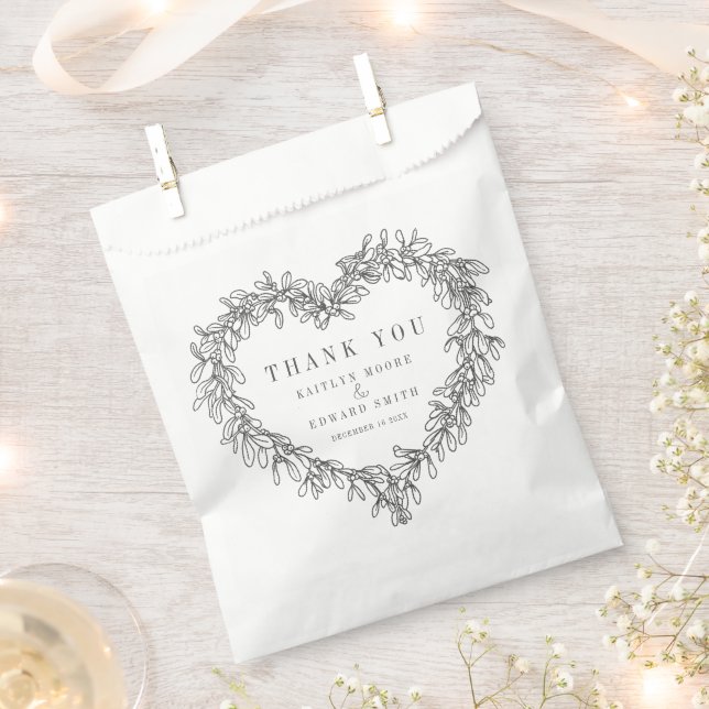 Sacolinha Mistletoline art obrigado de casamento branco negr (Cortado)