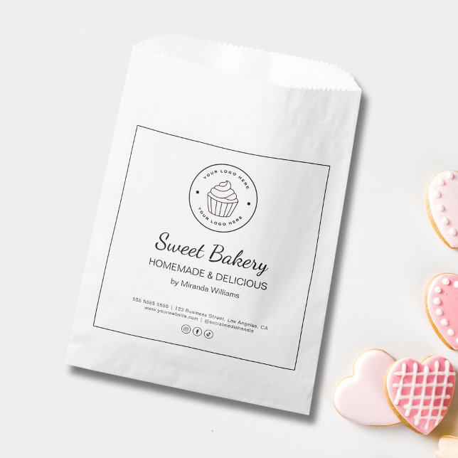 Sacolinha Modern Bakery Custom Logo Paper Bag (Modern Bakery Custom Logo Paper Bag)