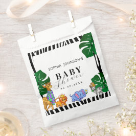 Sacolinha Modern Black and White Stripe Safari  Baby Shower 