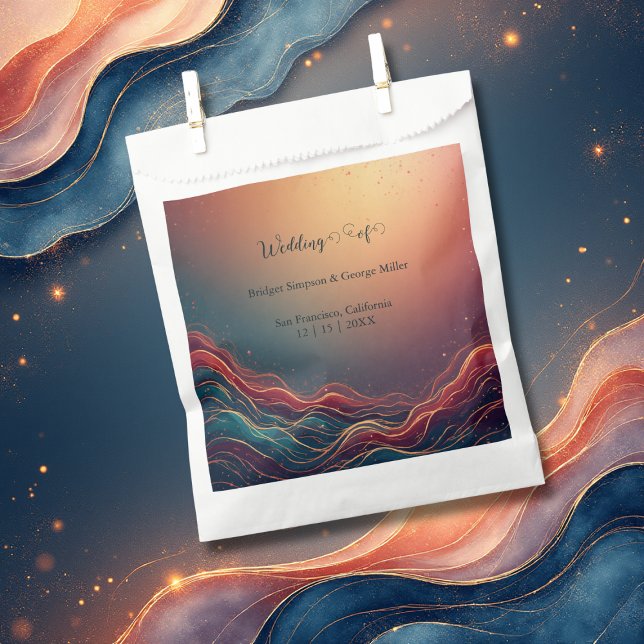 Sacolinha Modern Elegant Gold Marble Navy Terracotta Wedding (Criador carregado)