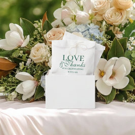 Sacolinha Modern Sage Green Love and Thanks Wedding 