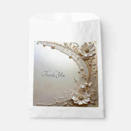 Sacolinha Modern White Flowers Pearls Favor Bag