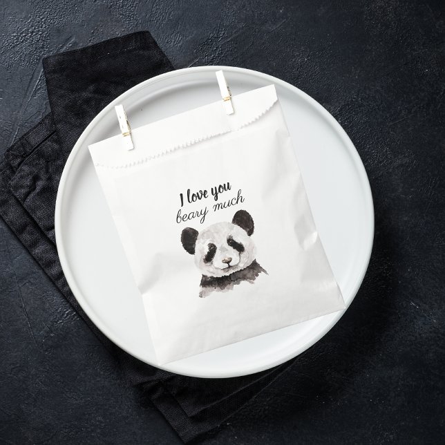 Sacolinha Moderno Eu Te Amo Muito Panda Preta E Branca (Criador carregado)