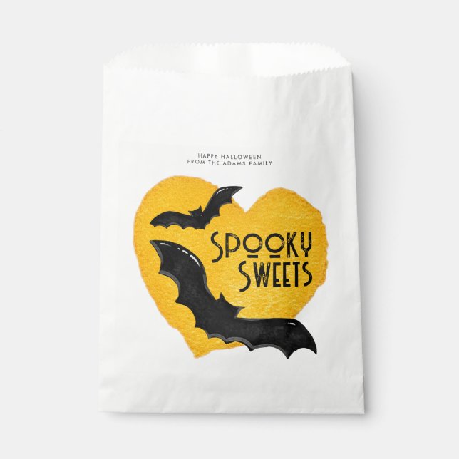 Sacolinha Moderno Halloween Spooky Sweets Voando Bat & Moon (Frente)