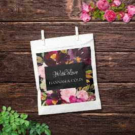 Sacolinha Moldura Floral Rosa-Rosa-Borgonha Preta Elegante