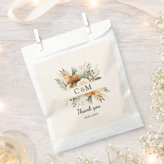 Sacolinha Monograma, boho, boleto de flores elegante (Cortado)