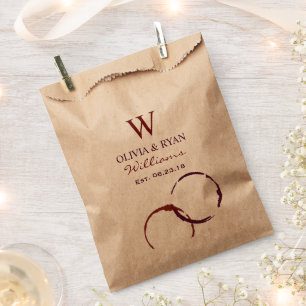 Sacolinha Monograma de Casamento do Vinho Vermelho Rústico E