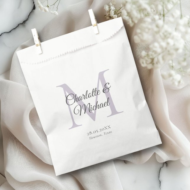 Sacolinha Monograma hershey's kisses® (Monogram, Classic, Elegant, Wedding Favor Bag with your names and date.)