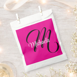 Sacolinha Monograma inicial minimalista moderno nome rosa qu
