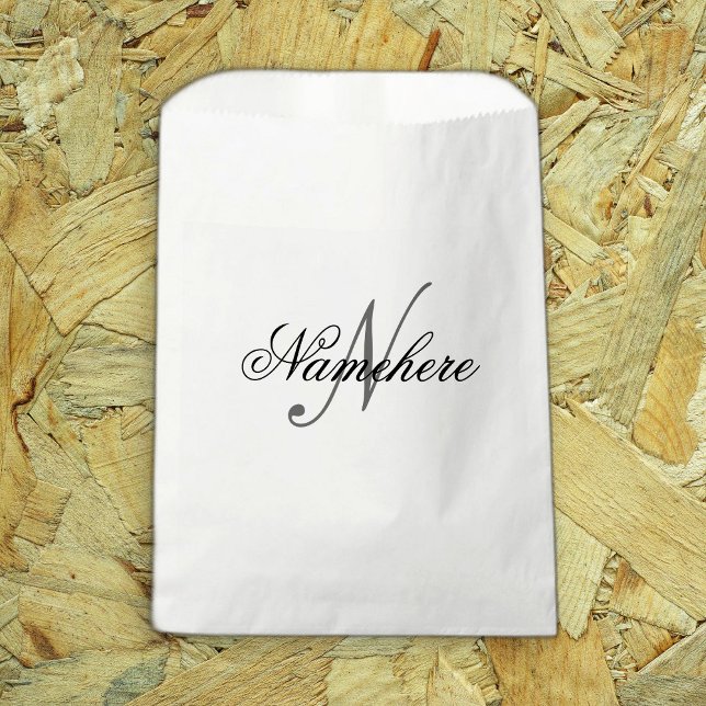 Sacolinha Monograma Personalizado Único de Nomes Preto e Bra (Criador carregado)