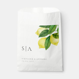 Sacolinha Monogramas Lemon Citrus Branch Greenery Casamento