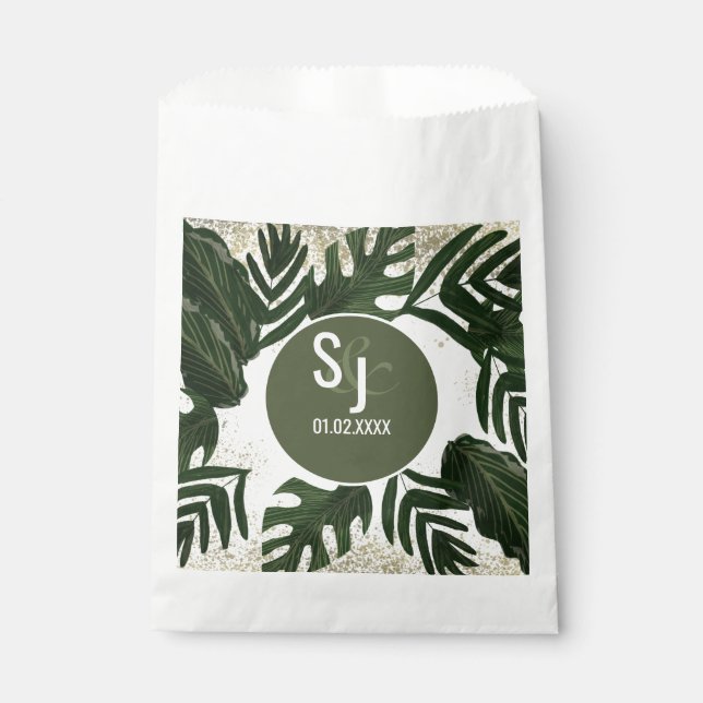 Sacolinha Monstera Tropical Falso Salpico Dourado (Frente)
