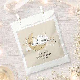 Sacolinha Moon e Stars Beige Chá de fraldas de Script Obriga