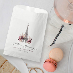 Sacolinha Muito Obrigado Borgonha Floral Paris Chá de Bebê