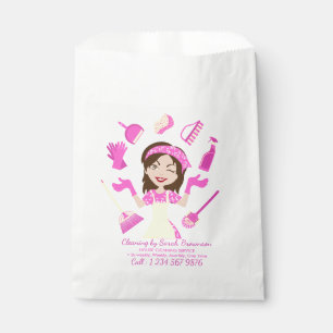 Sacolinha Mulher Desenho Animado Faxineira Rosa