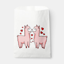 Sacolinha namorados cor-de-rosa alpacas corações vermelhos