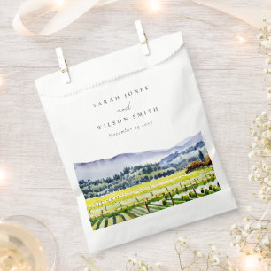Sacolinha Napa Valley Watercolor Vineyard Landscape Weding