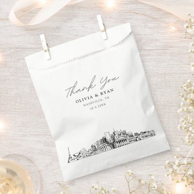 Sacolinha Nashville Wedding Skyline Personalizado Favor Bag (Cortado)