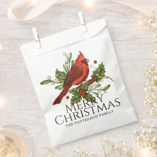 Sacolinha Natal Personalizado com Cardinal Vermelho e Azevin