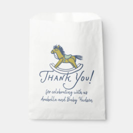 Sacolinha Navy Blue Thank You Rocking Horse Baby Shower
