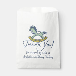 Sacolinha Navy Blue Thank You Rocking Horse Baby Shower