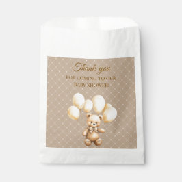 Sacolinha Neutral Brown Teddy Bear Baby Shower 